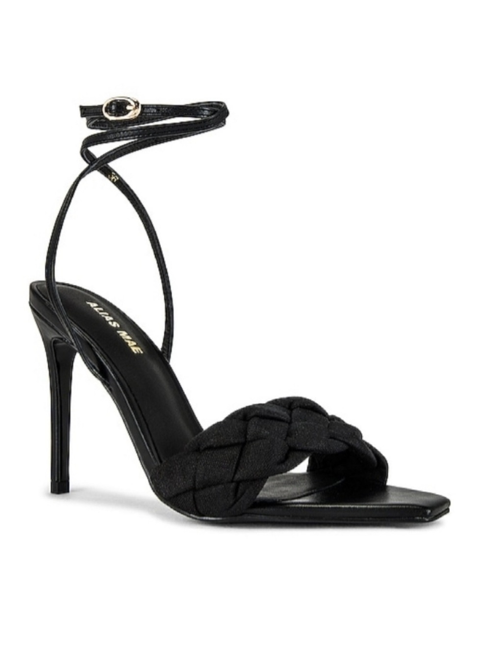 REVOLVE Black Braided Ankle-Tie Stiletto Sandal